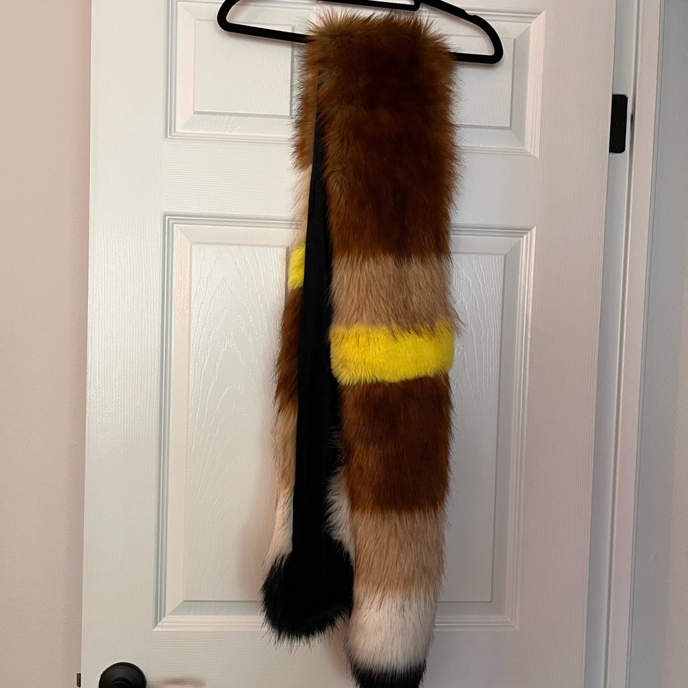 Stradivarius Black and Brown Faux Fur Scarf